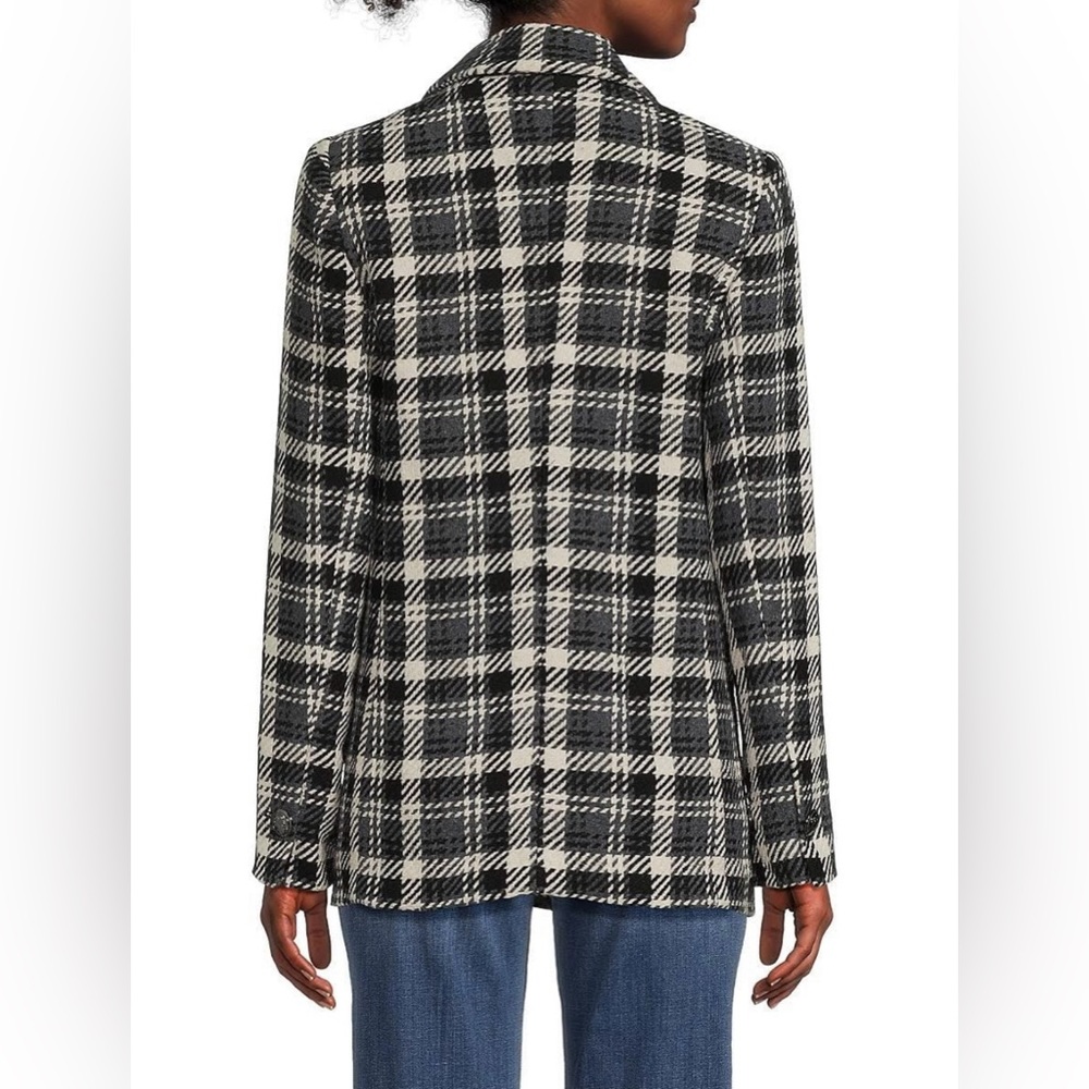 Elie Tahari Black & White Bouclé Wool Blend Blazer Size SP - Picture 3 of 11